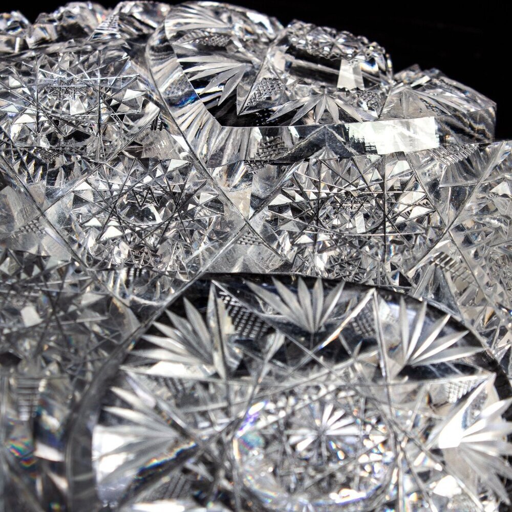 AMERICA Brilliant Crystal Nappy Bowl | Beautiful Intricate Pattern | Excellent - Picture 6 of 9